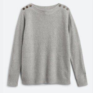 Pink Clover Kaylani Button Shoulder Boat Neck Sweater, Size M, Grey